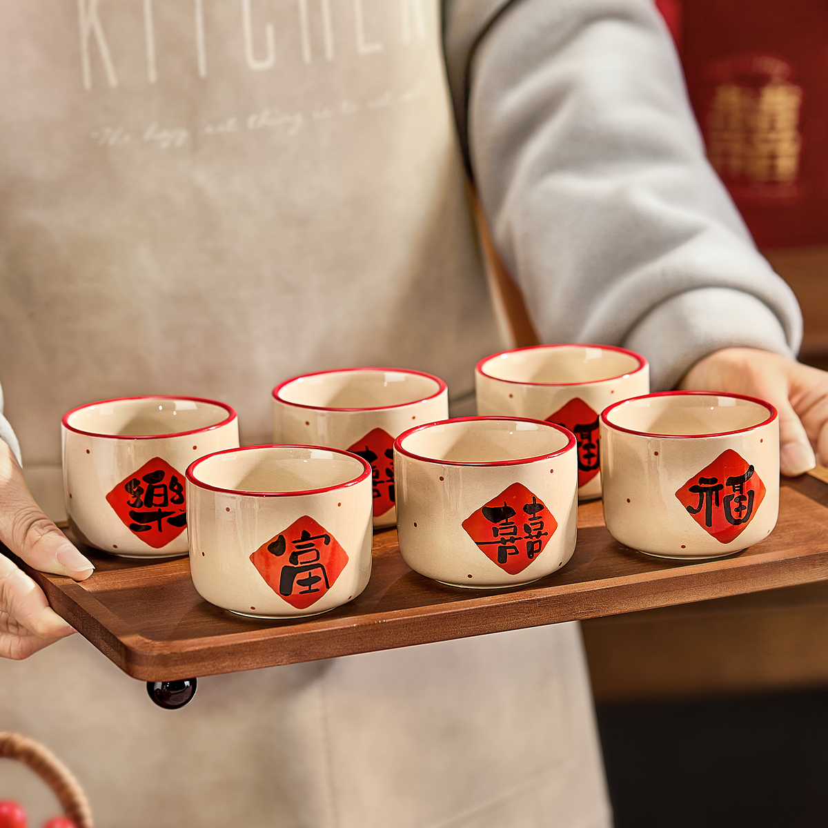 中式陶瓷茶杯子结婚茶壶茶具套装