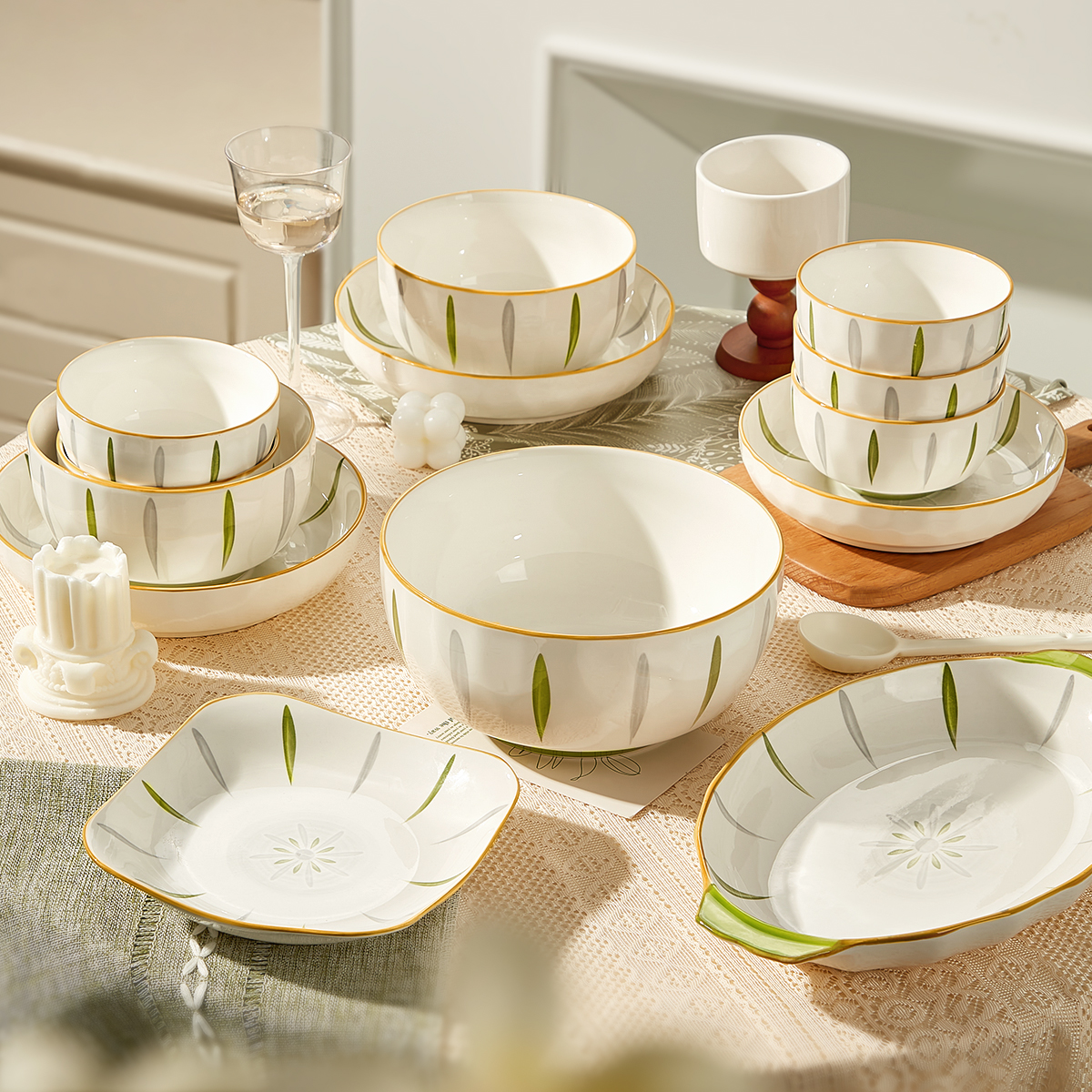 清新陶瓷碗碟2025新款釉下彩餐具