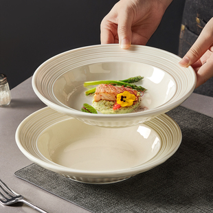 釉下彩陶瓷盘子家用菜盘高级感碗碟餐具意面盘西餐牛排深盘草帽盘