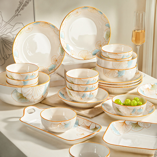 釉下彩陶瓷餐具套装 碗碟碗盘子乔迁新居碗筷碗具礼盒 家用2025新款