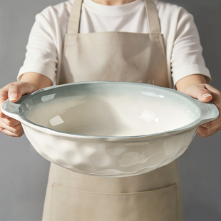 高级感双耳酸菜鱼大盆碗陶瓷汤碗12寸大号家用水煮鱼大碗汤盆盘子