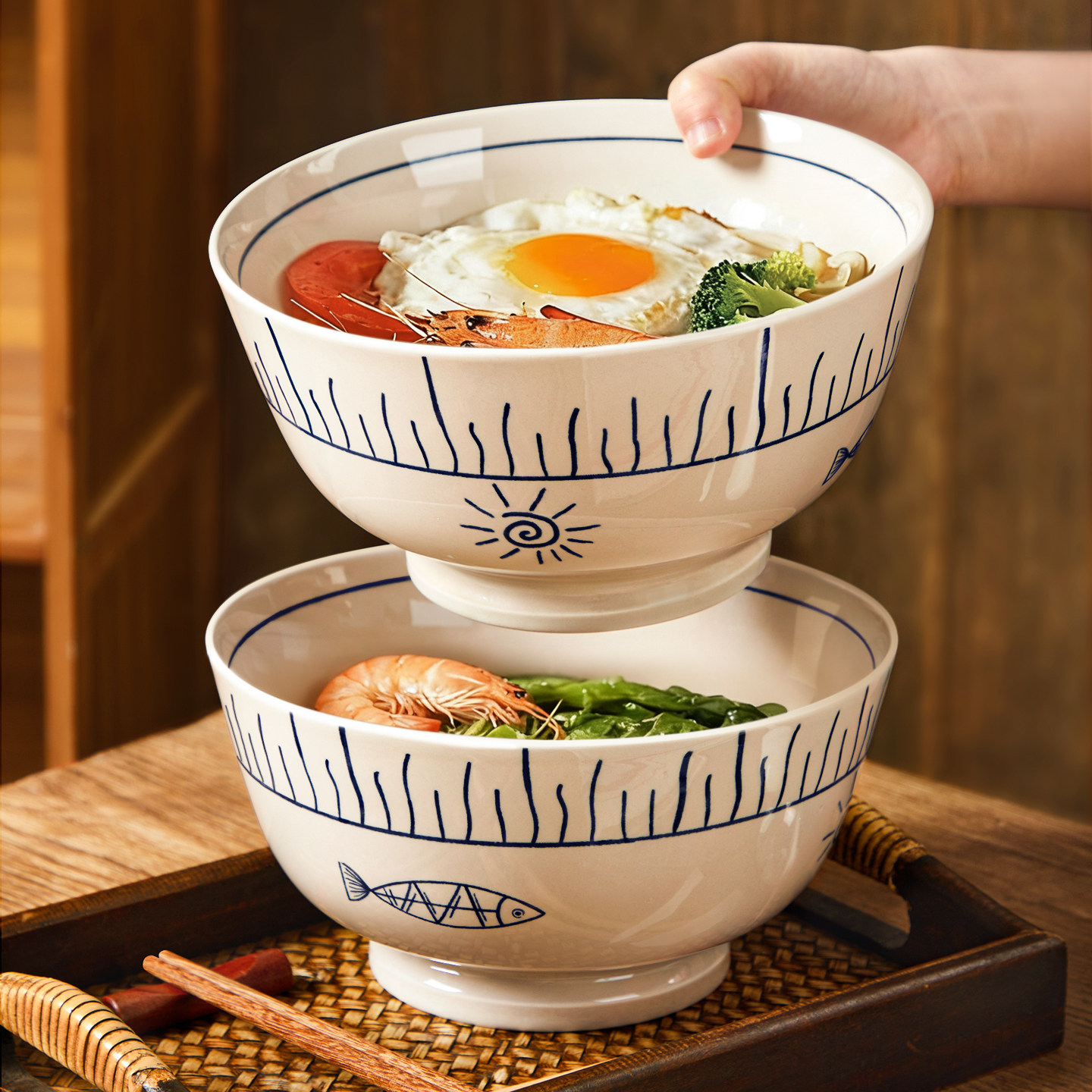 陶瓷面碗家用2025新款拉面碗泡面碗大碗汤面碗个人专用日式面条碗,餐饮具,碗,淘宝优惠券,粉丝福利购,淘宝优惠卷