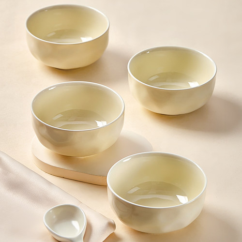 奶油风陶瓷饭碗家用釉下彩盘子碗