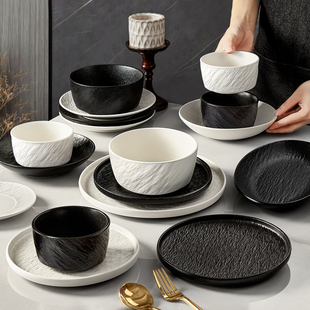 釉下彩餐具套装 高颜值碗盘碗筷简约乔迁新居碗具 碗碟家用2025新款