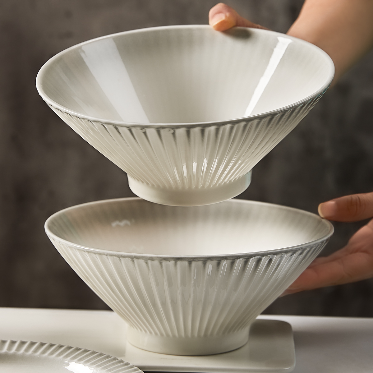 高级感面碗家用2024新款拉面碗陶瓷斗笠吃面碗日式面条碗大碗汤碗