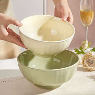 奶油风陶瓷面碗家用新款6英寸高颜值汤碗大号吃面条碗专用泡面碗