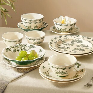 中式陶瓷碗盘家用2026新款高颜值碗碟餐具釉下彩米饭碗面碗菜盘子