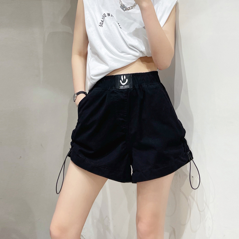 运动休闲牛仔短裤女2021新款夏季宽松高腰显瘦阔腿