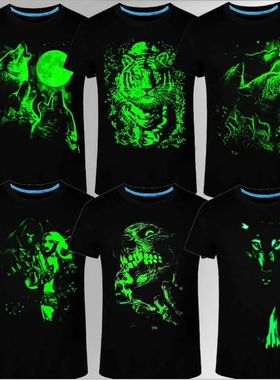 3d Fluorescent T-shirt Men's Punk Glow Fashion