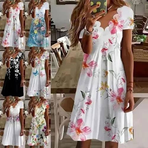 Ruffles Casual Floral Fashion Women Printed Dress Elegant