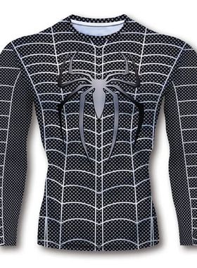 Spider Pattern Mens G YM Wear Compression T-shirt Long