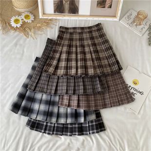 Pleated Skirt Female Korean and Plaid Spring Autumn Style