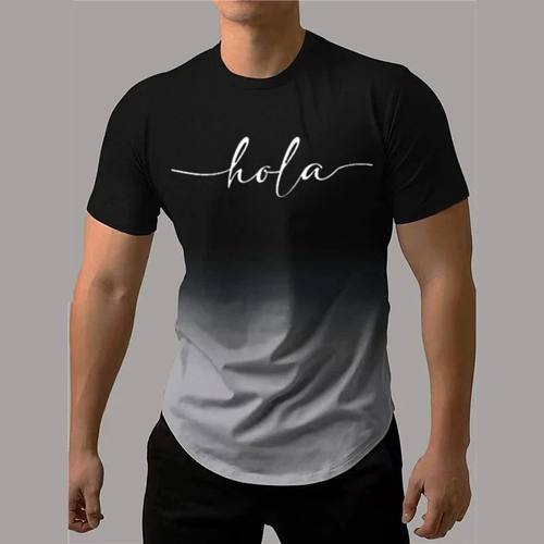T-Shirt For Men Fashion Letter Printed Top Contrast