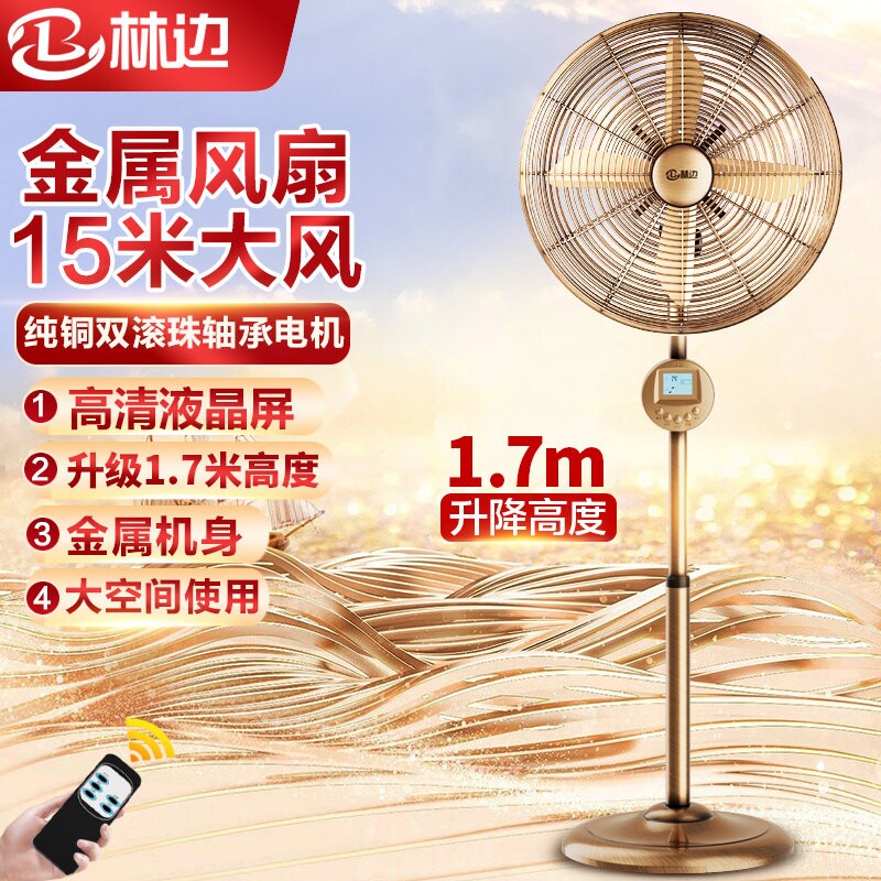 林边落地扇家用客厅电风扇大风力用强劲升降仿复古全金属工业扇商