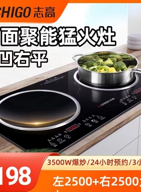 志高嵌入式商用电磁炉双灶家用大