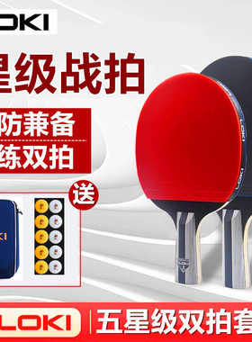 雷神loki五星级专业乒乓球拍双拍训练初学者比赛高弹力学生2只装