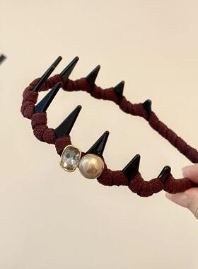 珍珠高颅顶发箍带齿防滑头饰女秋冬2025新款高级感日常外戴头箍