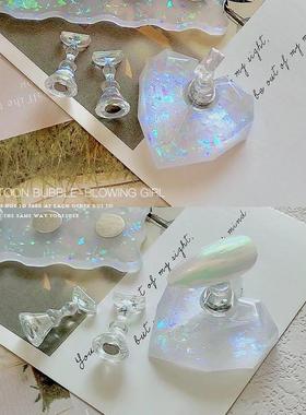 美甲树脂透明镭射亮片练习托架水滴形长条爱心指甲托架配饰品