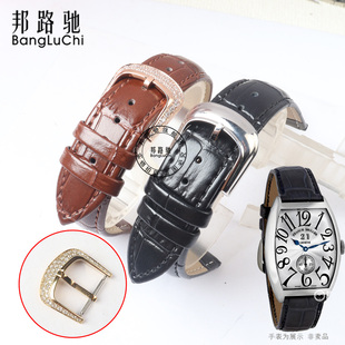 适配法兰克穆勒FM8880 8900手表带真皮表链镶钻针扣酒桶型6002