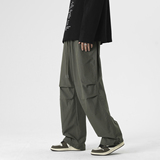 秋季情侣潮流褶皱伞兵裤男士百搭休闲裤阔腿冰丝束脚裤K718P55，男装休闲裤，电商A073