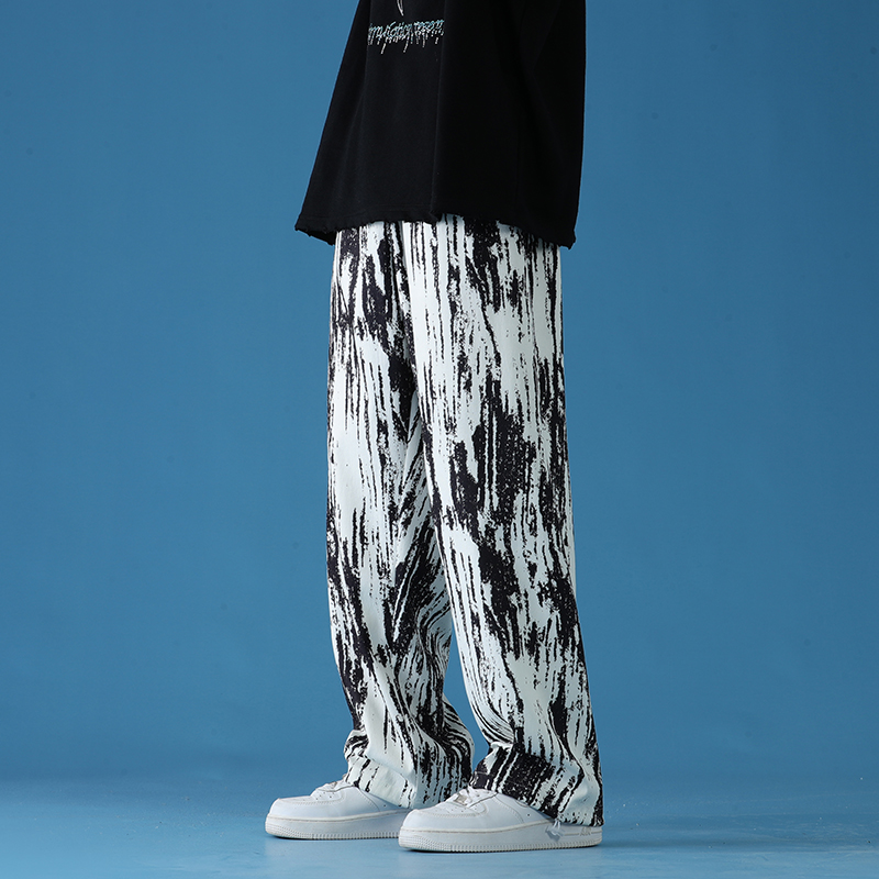 秋冬季潮流印花宽松直筒裤男大码宽松抽绳束脚裤K2115P45控价68，男装休闲裤，电商A073