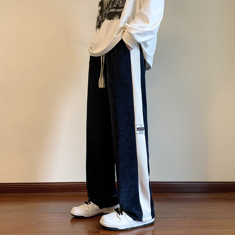 编织抽绳雪尼尔休闲裤男大码抽绳束脚裤 K909P50图片