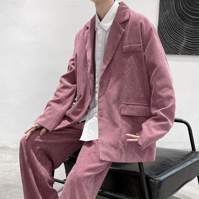 情侣灯芯绒西装韩版宽松气质西服外套 F336P75 控价98图片