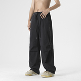 秋季情侣潮流褶皱伞兵裤男士百搭休闲裤阔腿冰丝束脚裤K718P55，男装休闲裤，电商A073