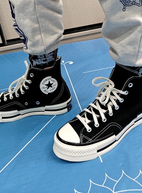 Converse匡威1970S Plus 解构拼接高帮黑色男女休闲帆布鞋A00916C