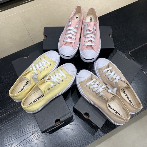 匡威纯色那女低帮开口笑帆布鞋