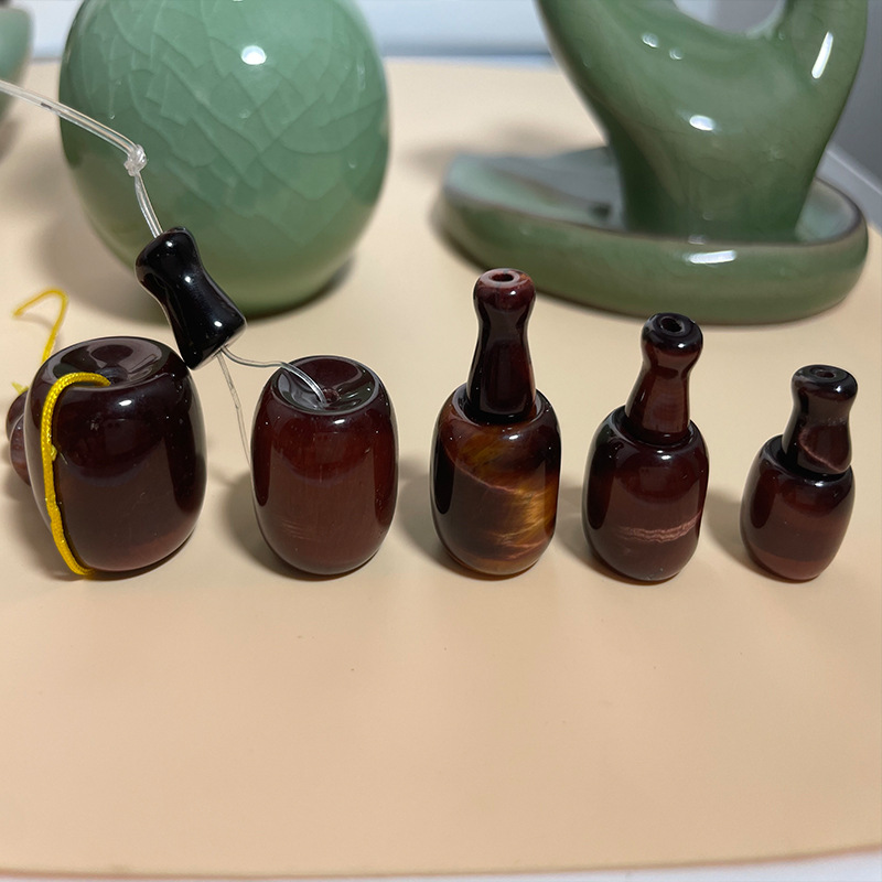 红虎眼石佛头藏式三通佛塔DIY文玩佛珠手串金刚菩提隔珠配件