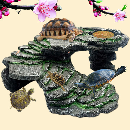 小乌龟晒台爬台爬梯龟缸造景晒背石台躲避洞屋休息小浮岛浮台工厂