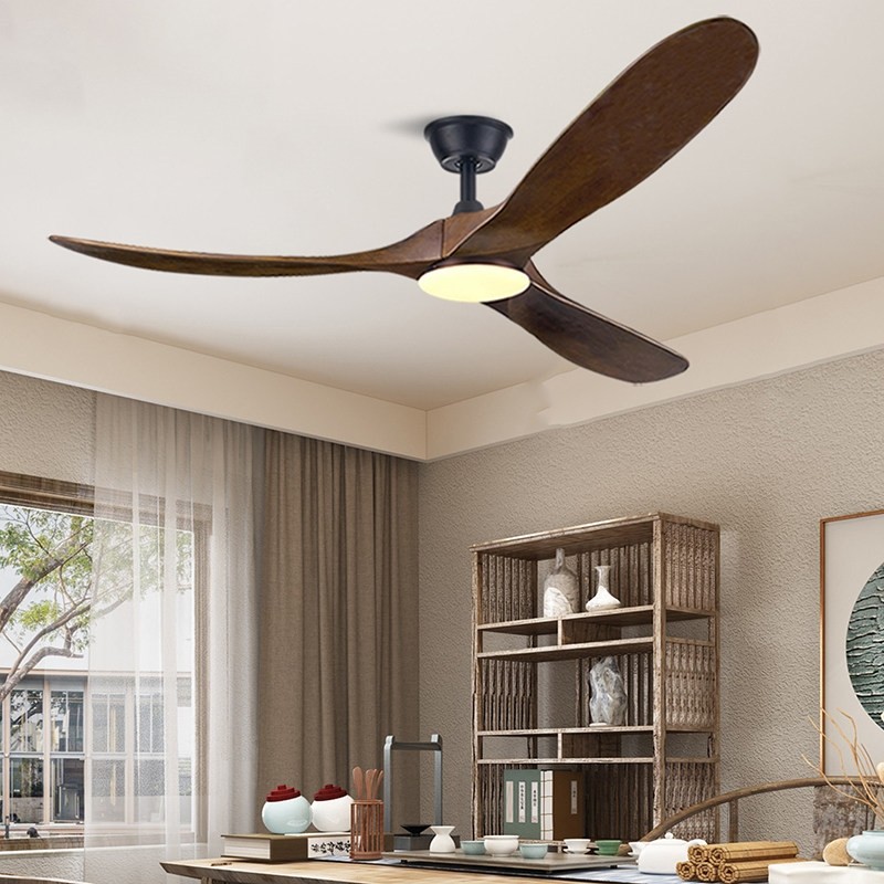 实木新款风扇灯吊扇灯大风力餐厅吊灯静音客厅家用带灯吊扇一体