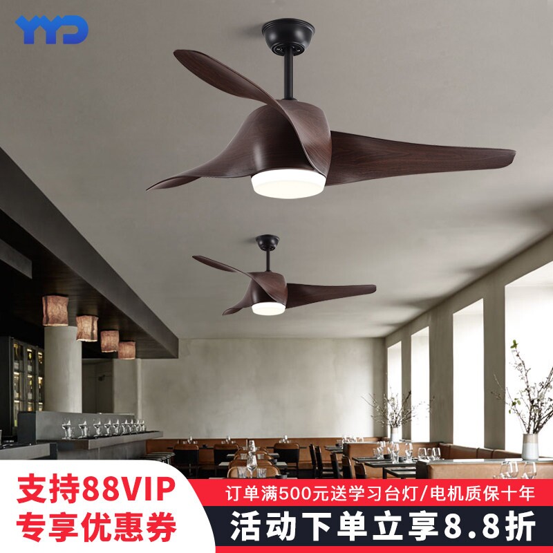 欧式风扇灯餐厅客厅家用吊扇灯一扇大风力复古电风扇吊灯体带灯吊