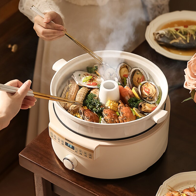 电蒸锅蒸汽锅炖锅家用多功能蒸炖体锅预约定时电蒸箱电气锅多层一