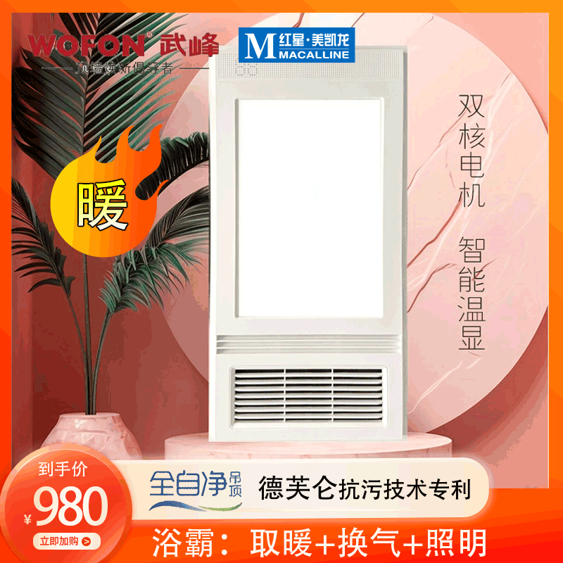 武峰卫生间浴霸照明排风扇一体取取暖器暖卫生间暖风机排气扇