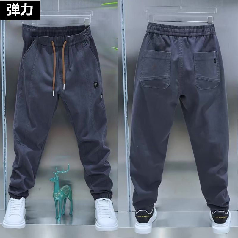 春秋厚款潮流男士休闲裤男宽松百搭束脚裤男韩版哈伦工装长裤子男