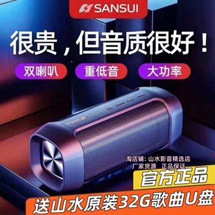 山水D28蓝牙音箱重低音炮插卡U盘叭高音质便携式 户外迷你音响双喇