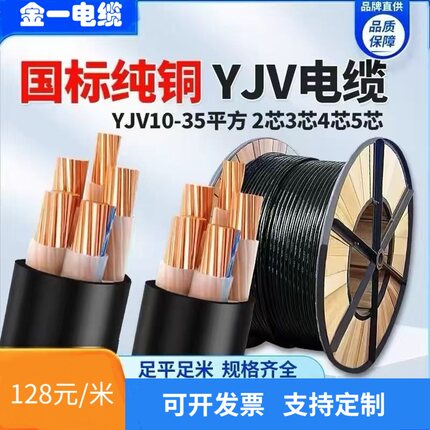 江西瑞金金一电线电缆工装电缆纯铜电芯充电桩YJV35+2