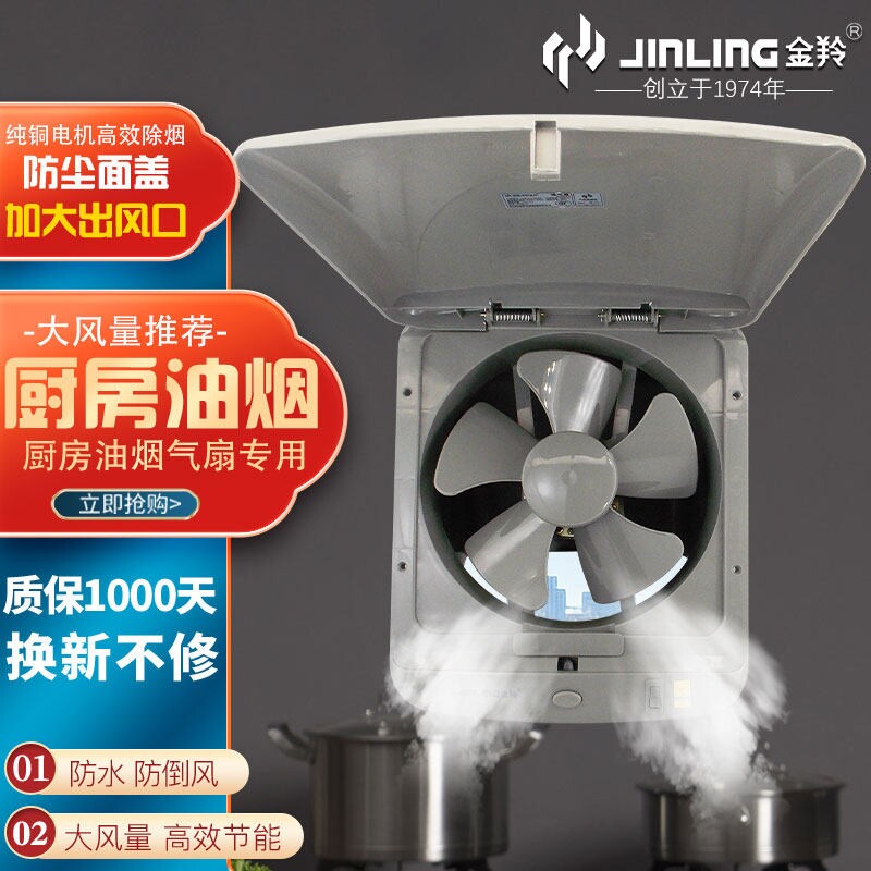 金羚10寸油烟扇厨房强力大风排气功率换气扇扇抽油烟机墙壁玻璃大