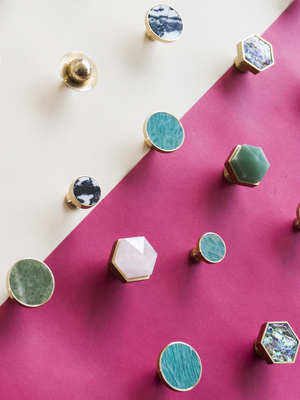 硕南斯堪的纳维亚天然大理石金黄铜把手可及豪华厨房家具衣柜门创