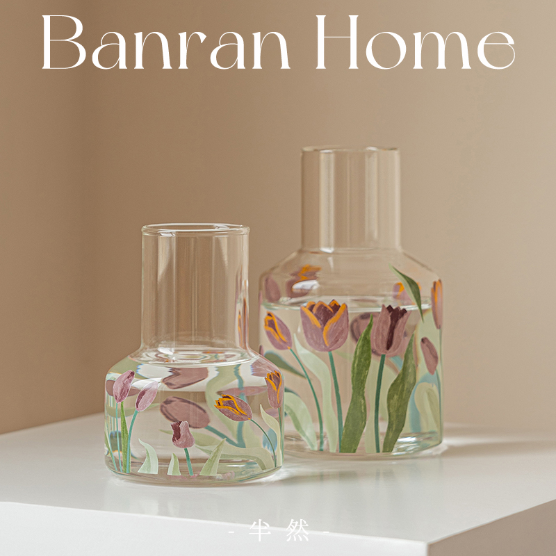 插花水养郁金香鲜花餐桌艺术简约