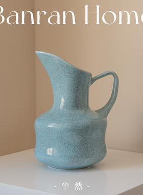 新中式提壶陶瓷花瓶半然高级感牛仔蓝色客厅玄关花器家居桌面摆件
