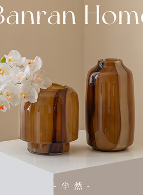 Banran半然 花瓶摆件客厅插花轻奢高级感水培琉璃复古设计感小众