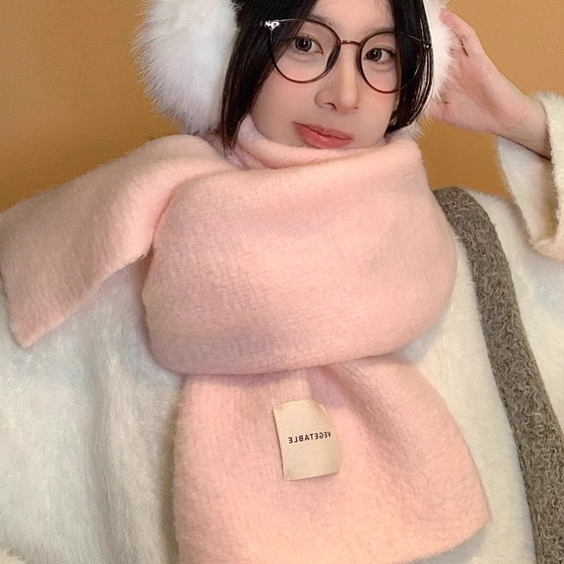 韩系围巾女氛围感保暖加厚针织披肩2025冬季加长加宽护颈毛线围脖