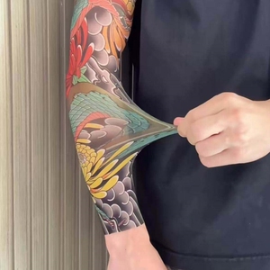 超薄纹身花臂冰袖夏季小众防紫外线冰丝防晒袖户外自行车臂袖