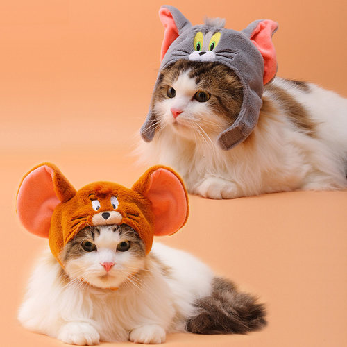猫和老鼠网红宠物毛绒头套帽子