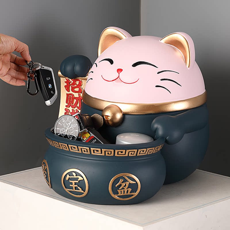 招财猫存钱罐玄关入户门钥匙收纳客厅装饰品家居摆件乔迁新居礼物