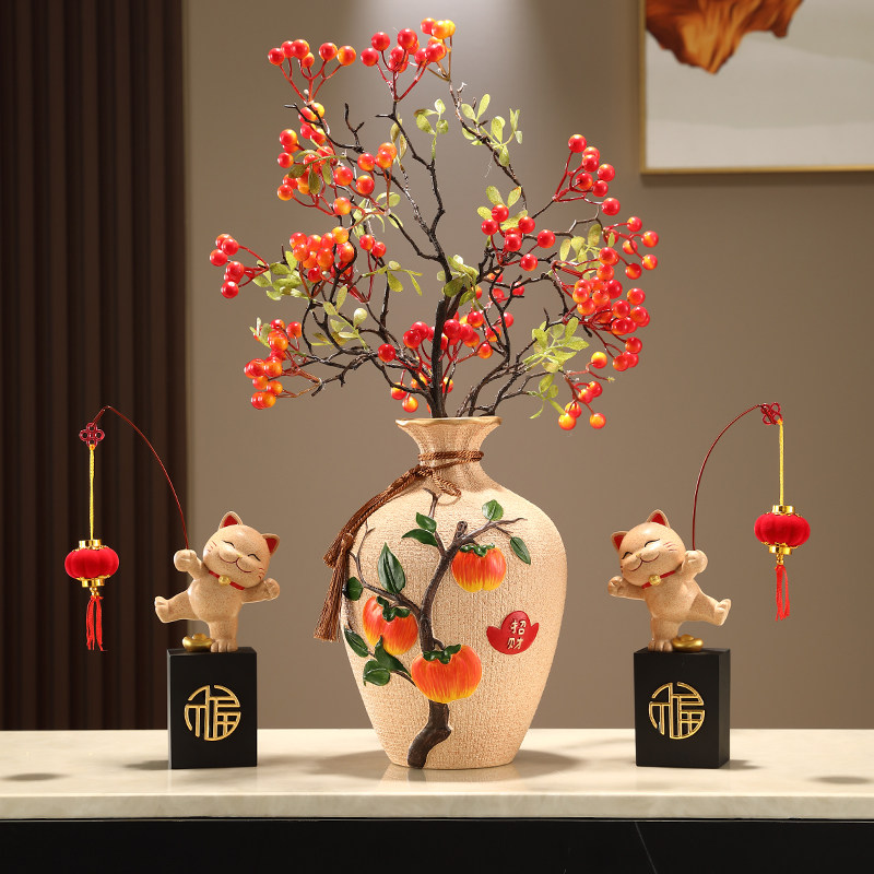 柿柿如意花瓶摆件入户门插花客厅餐边电视柜装饰乔迁新居搬家礼品,家居饰品,装饰摆件,淘宝优惠券,粉丝福利购,淘宝优惠卷