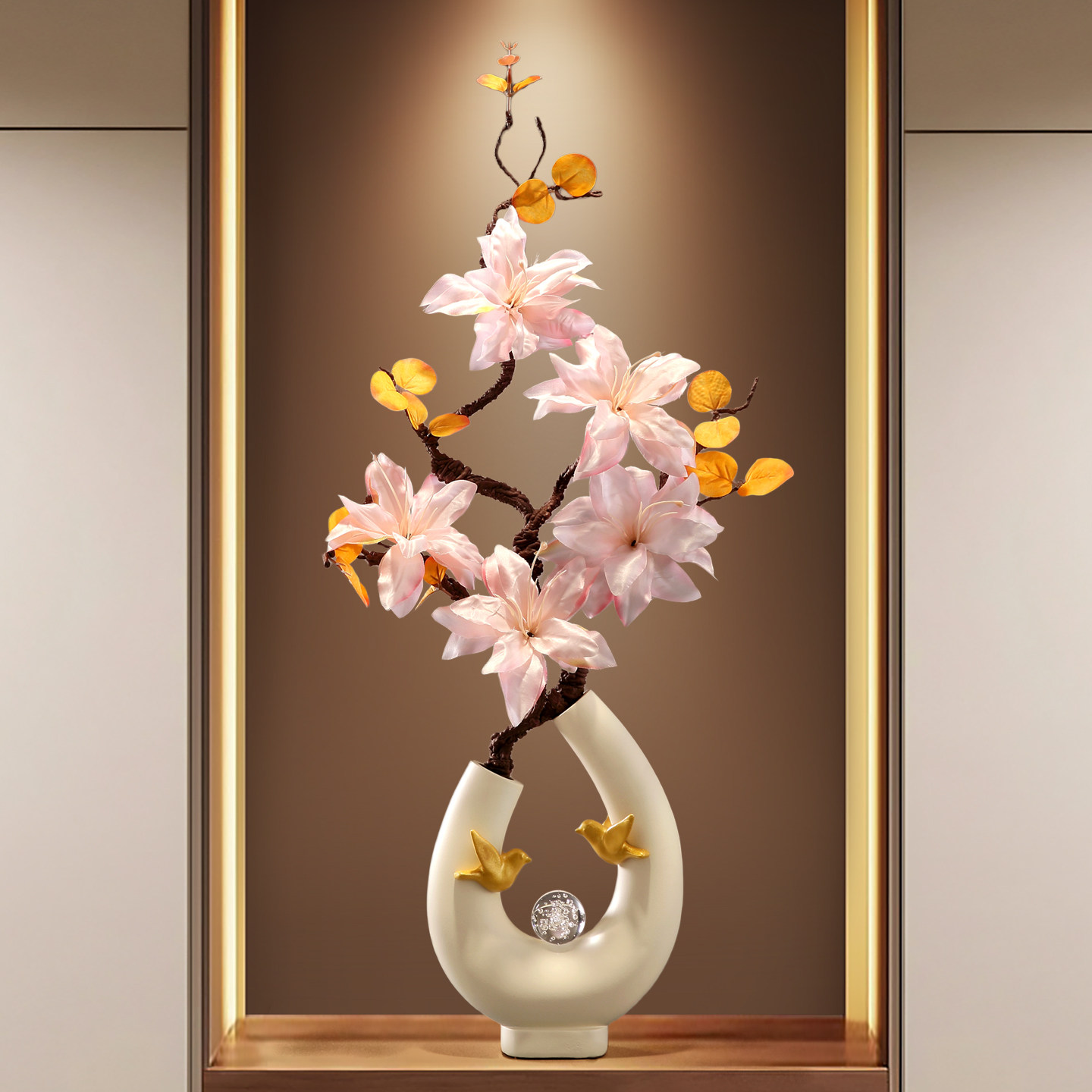 好看的花瓶艺术插仿真花装饰高档图片
